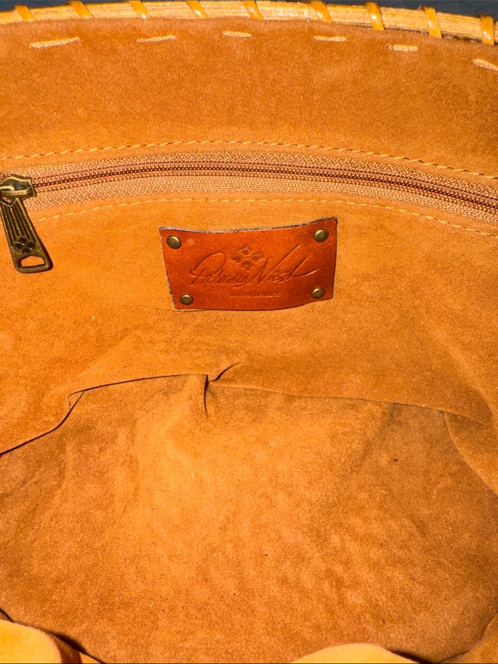 Patricia Nash Brown Woven Round Mini Italian Leather Crossbody Bag - Picture 8 of 16